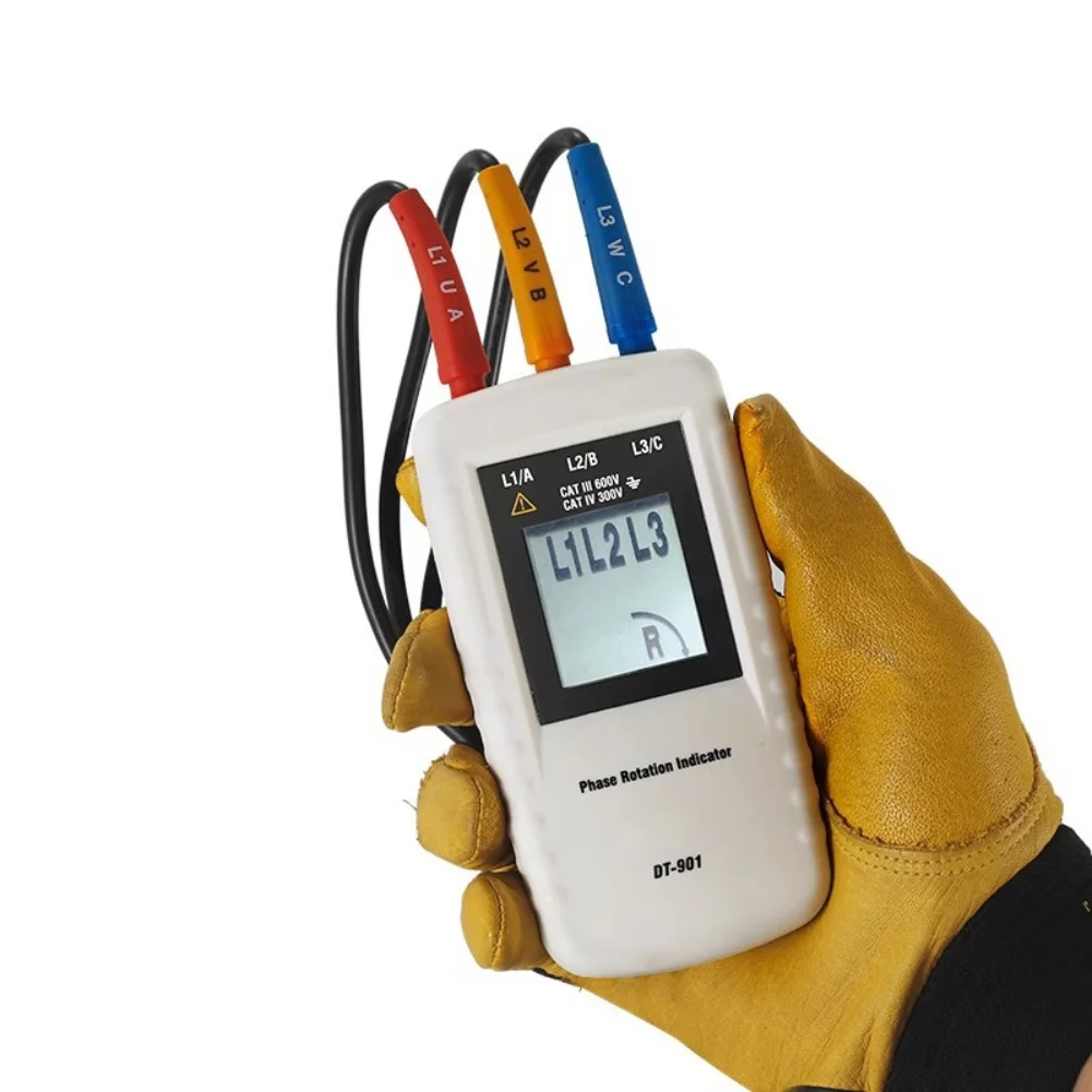 Motor Phase Tester DT-901 for Three-Phase Systems AC Polarity Detector Compact Design 135mm x 73mm x 30mm White