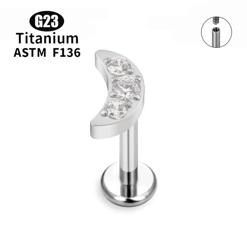 Titanium Heart Moon Lightning Ear Cartilage Studs