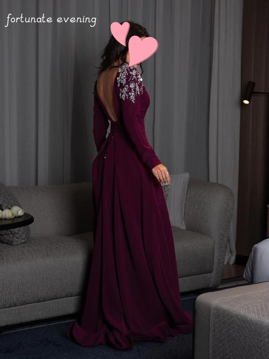 Fortunate Evening Elegant Vintage Sweet Purple Sequins Beads Crystal Backless Formal Occasion Prom Dress Evening Party Gowns