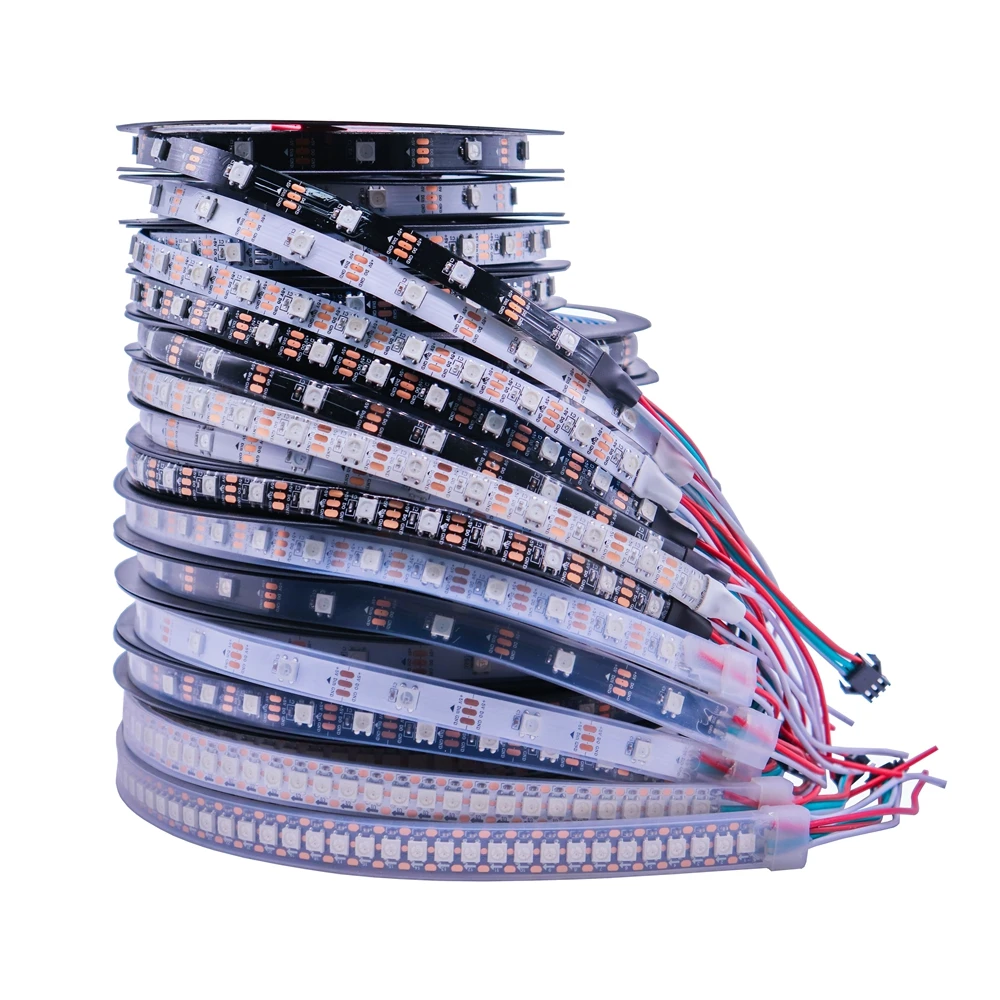 DC5V WS2812B Smart Led Strip 30/60/74/96/144Leds/m WS2812 Black/White PCB Individuaily Addressable Light Tape IP30/65/67