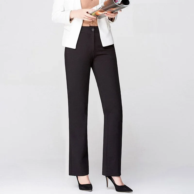 High-Waisted Straight-Leg Elastic Trousers Women's Casual Pants For Work OLSuit Midsummer Autumn New Style Middle-Aged Mothers #5