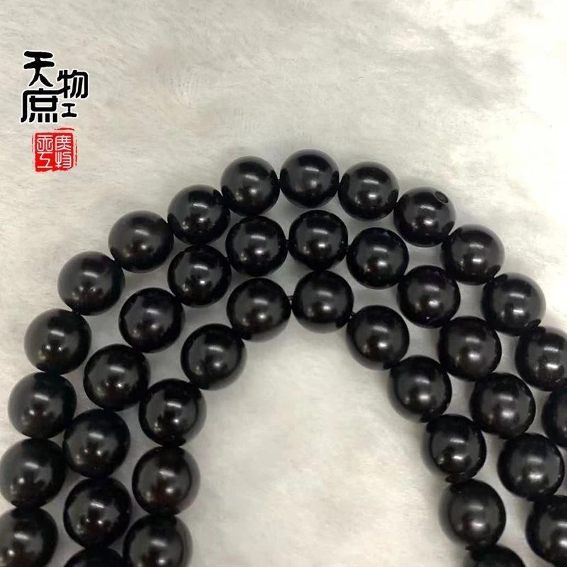 Black Buffalo Horn 108 Vintage Round Beads Buddhist Bracelet Necklace, Fashionable And Versatile