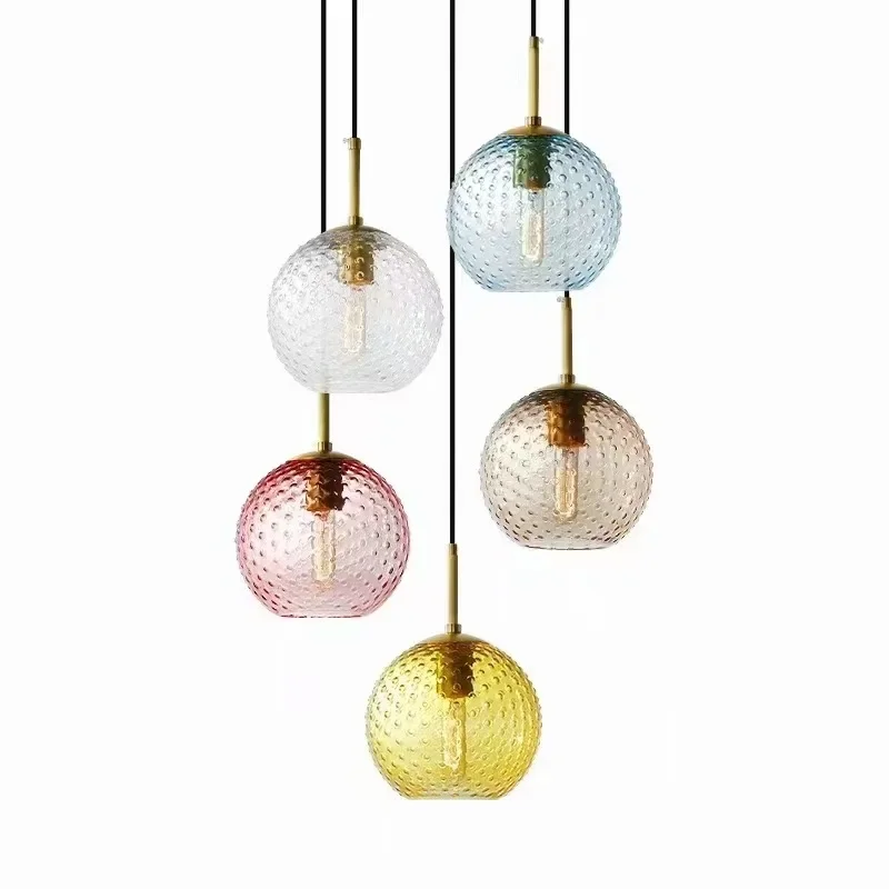 Large Ceiling Pendant Lamp Nordic Globe Glass Color Dining Chandelier Modern Bedroom Bedside Study Single Chandelier