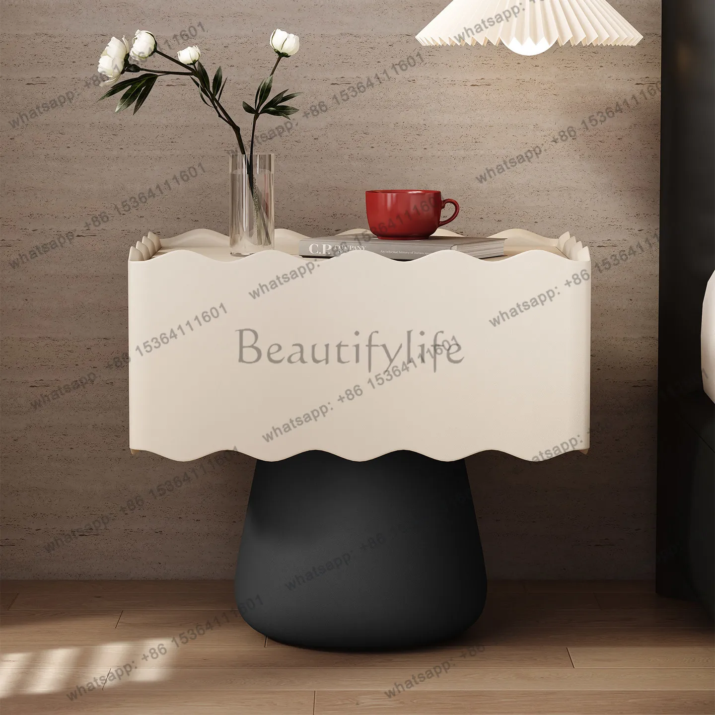 French suspension creative replacement solid wood bedside table simple light luxury high sense small home