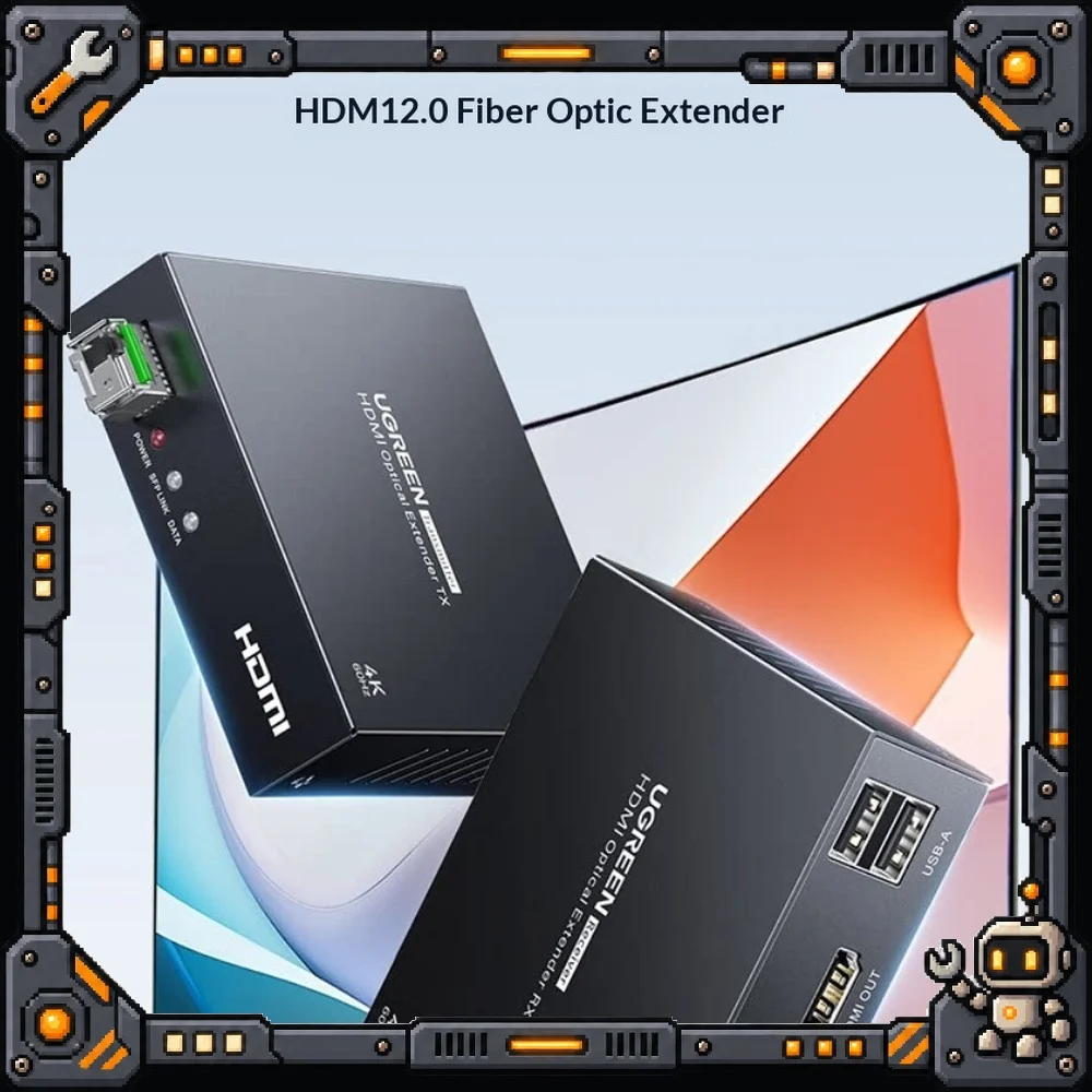 UGREEN CM452 HDMI over Fiber Extender KVM Single Mode Single Fiber LC 4K with 3.5mm Audio Port