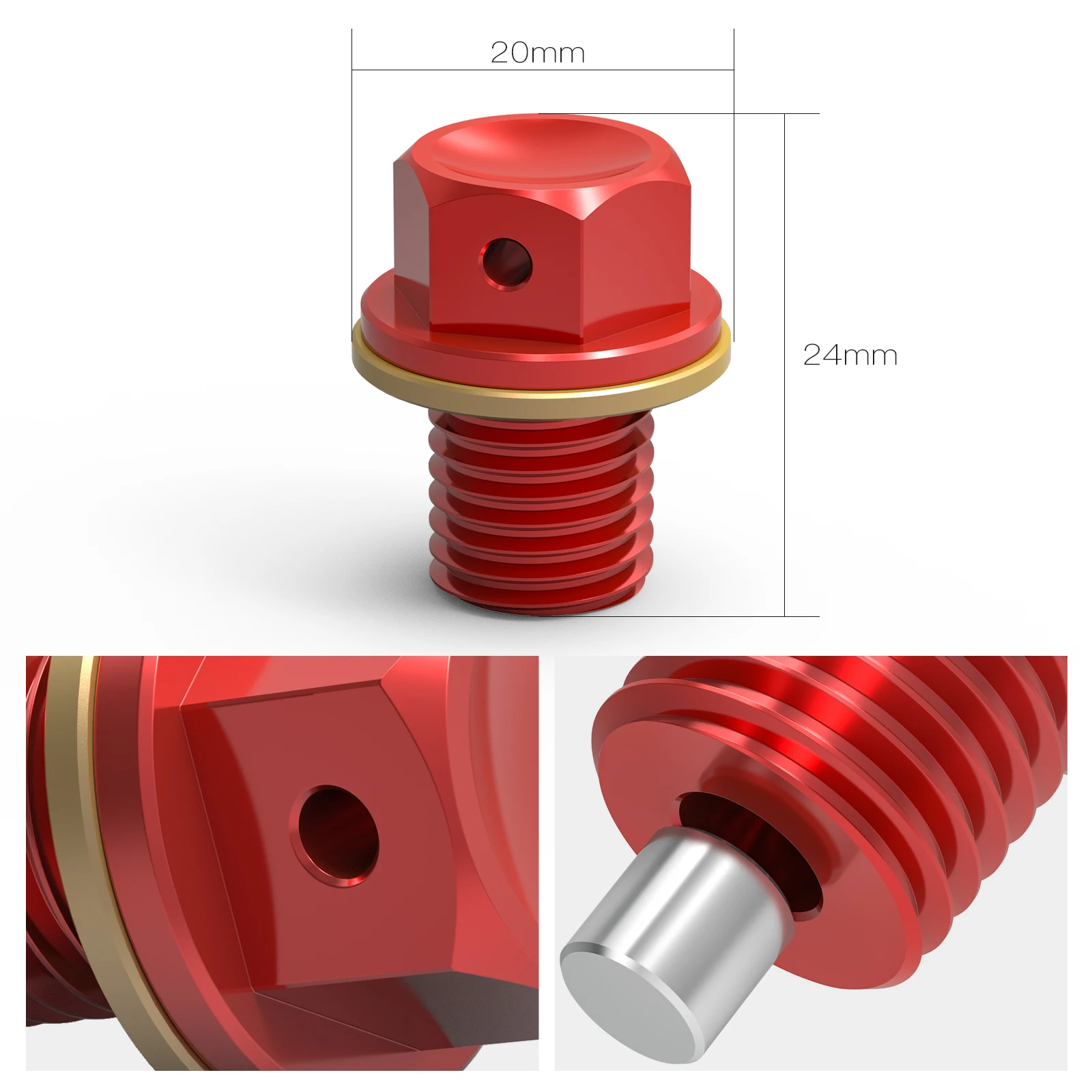 M12x1.5Magnetic Oil Drain Plug Bolt For Honda CB1000R ST1100 CB400 F/ SF CB250F/R CB300F/R CB500F/X/R CB650F NC700 750 VFR800 view 2