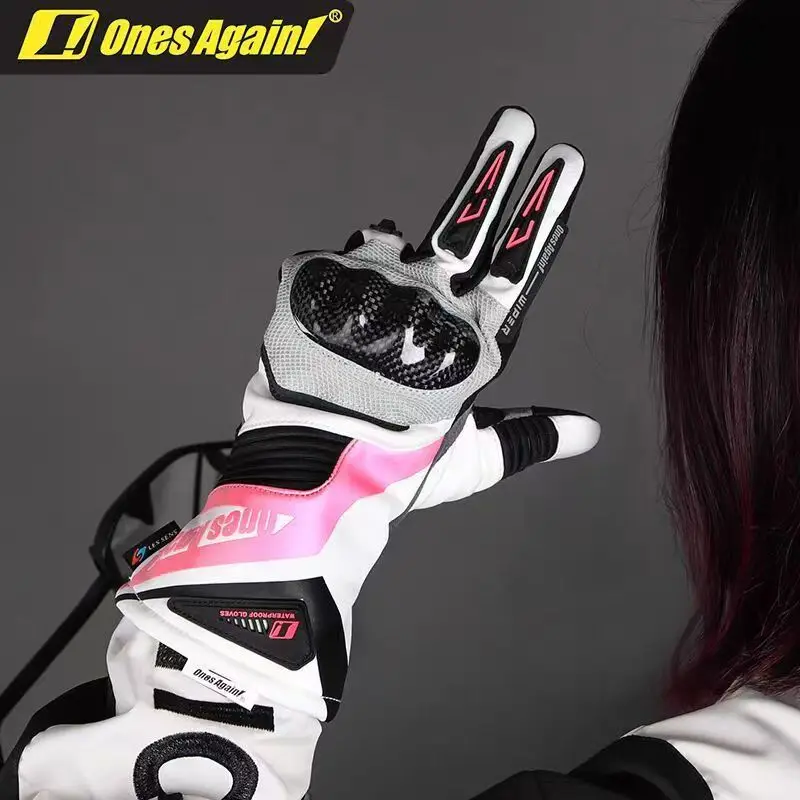 

Зимние мотоциклетные перчатки из углеродного волокна с сенсорным экраном, нескользящие теплые длинные перчатки для гонок, водонепроницаемые перчатки для мотокросса, байкерские мужские Luvas