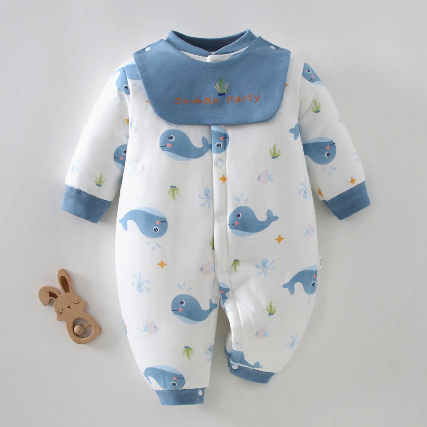 

Winter Newborn Baby Clothes Infant Jumpsuit High quality Cartoon Boys girls Soft Comfort newborn baby Romper +bib