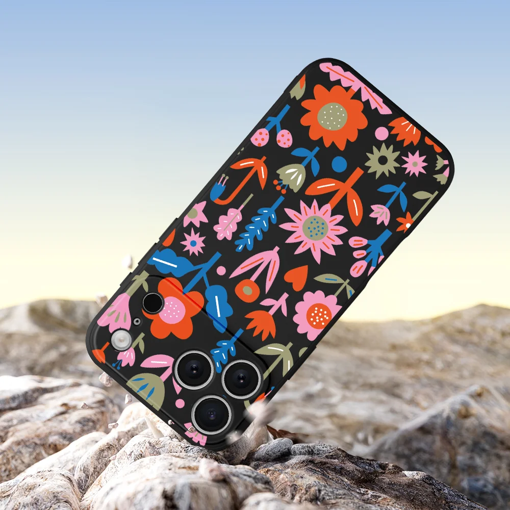 غطاء من البولي يوريثان الحراري على شكل زهرة ملونة لهاتف iPhone17 ProMax 17 Air 16 15 14 13 12 11 Pro Max XS Max7 8 Plus 16e 16 Plus