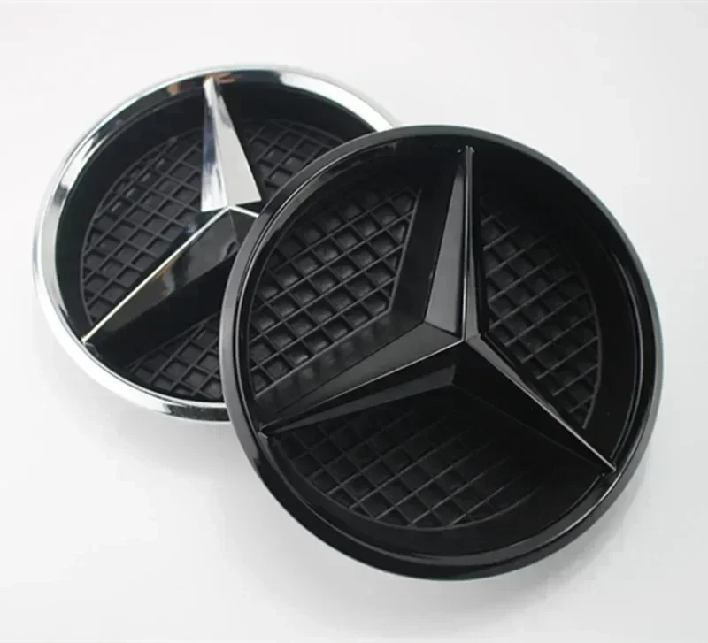 Rejillas huecas ABS, emblema de coche, insignia de estrella 3D para Mercedes Benz W204 W205 W213 X253 W166, Etc. Cromo Negro Brillo