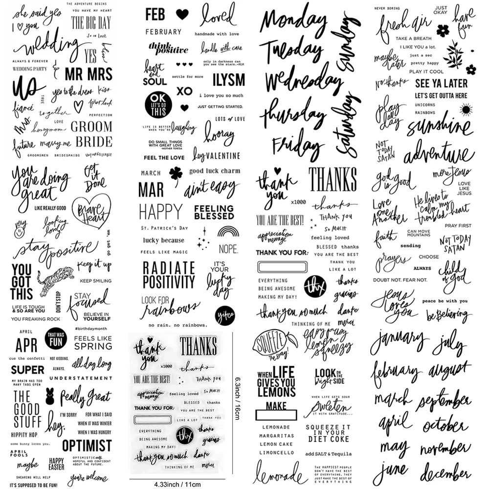 Inspirierende Sprüche und saisonale transparente Stempel für DIY-Bastelarbeiten, Karten, Fotoalben, Scrapbooking, Dekoration