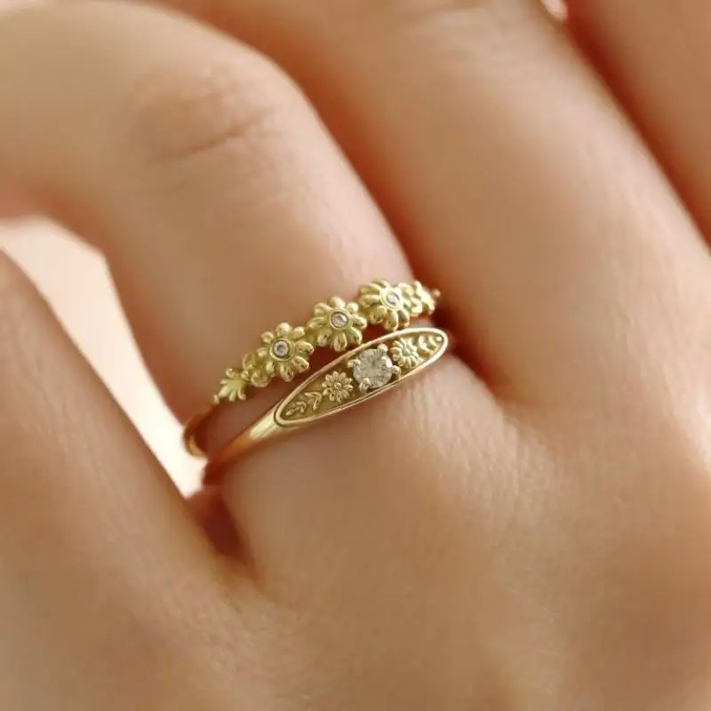Hot Selling Gold Plated Stainless Steel Rings For Women Heart Ring Jewelry Accessories