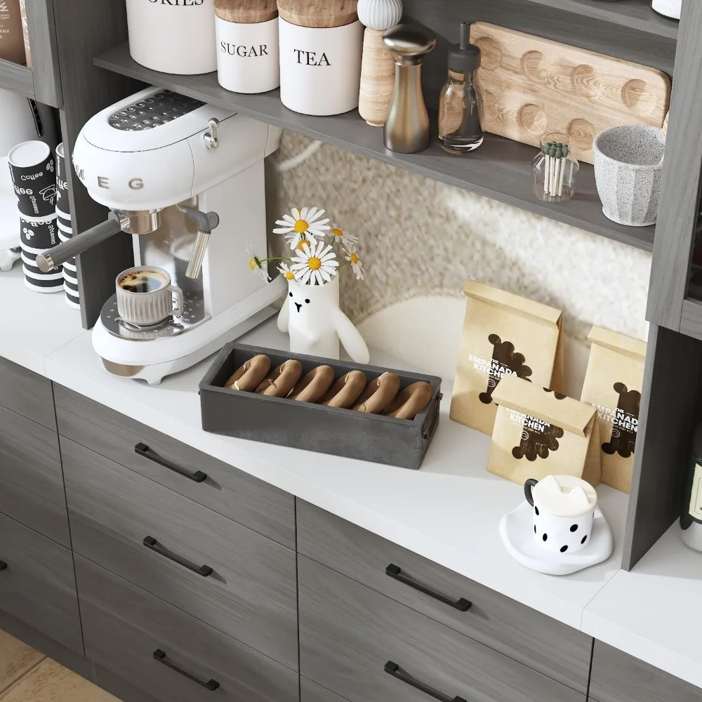 Sistema de almacenamiento de garaje grande con 12 cajones, juego de gabinete de taller con puertas de vidrio de 94,5" de ancho con encimera gruesa, estantería de utilidad