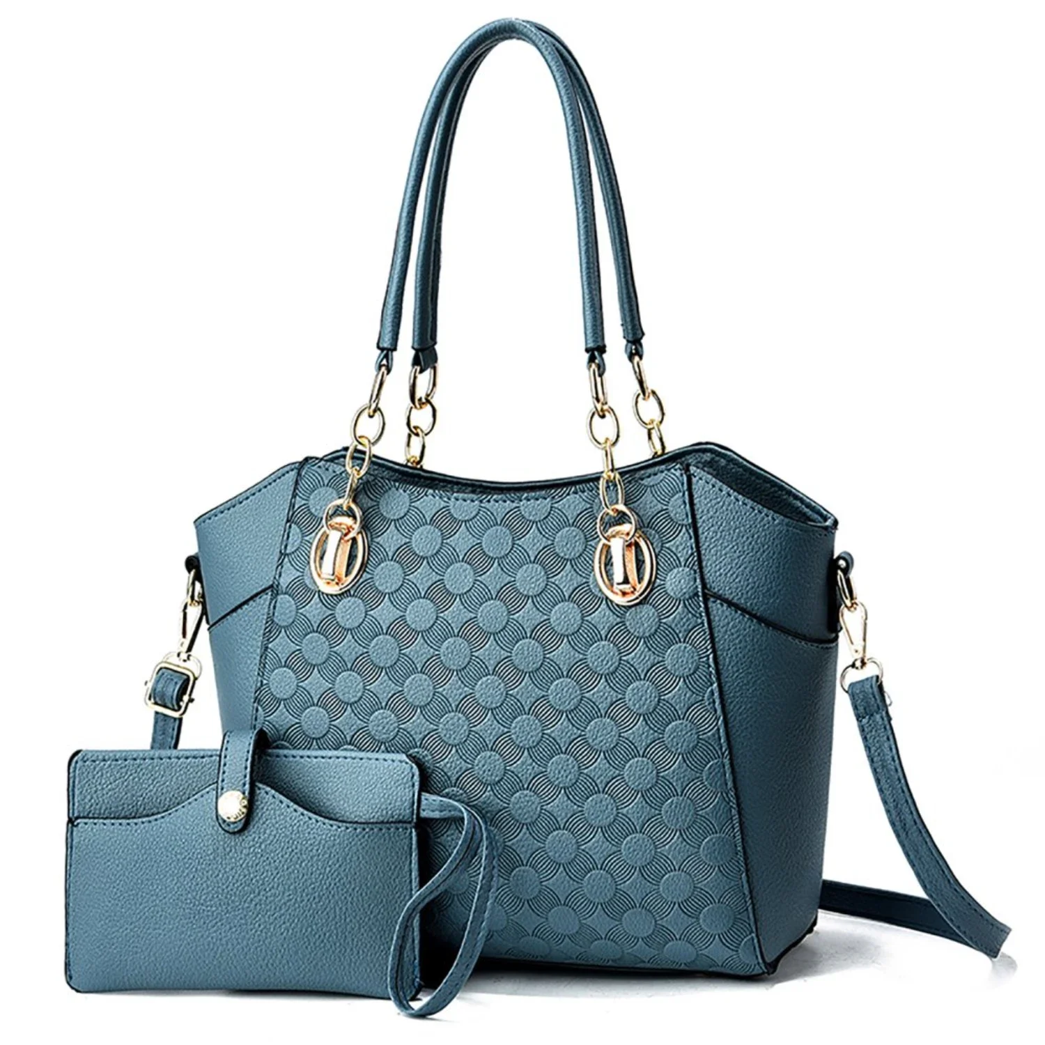 

Women's Fashion Leather Tote Shoulder Handbag with Purse Sets