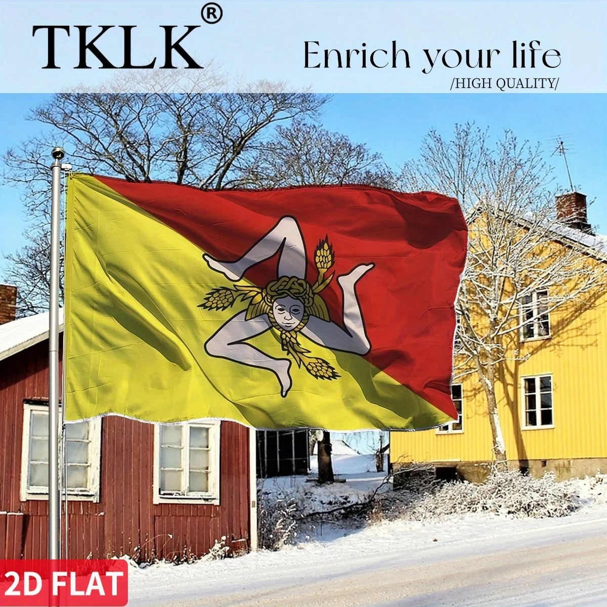 

1pc Polyester 150*90cm Sicilian flag, Italian Sicilian flag, Perfect for outdoor garden Home decorations, courtyard decoration