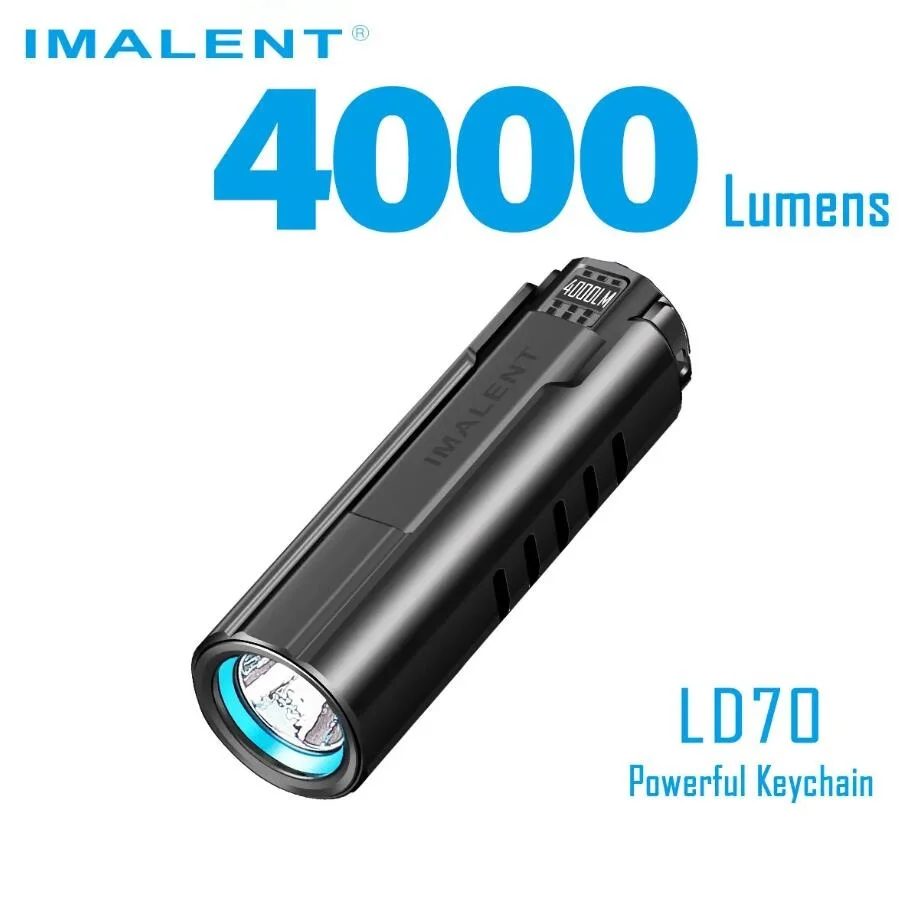 IMALENT LD70 Mini Keychain Flashlight 4000 Lumens OLED Display Powerful Waterproof Lantern Super Bright Rechargeable Torch Light