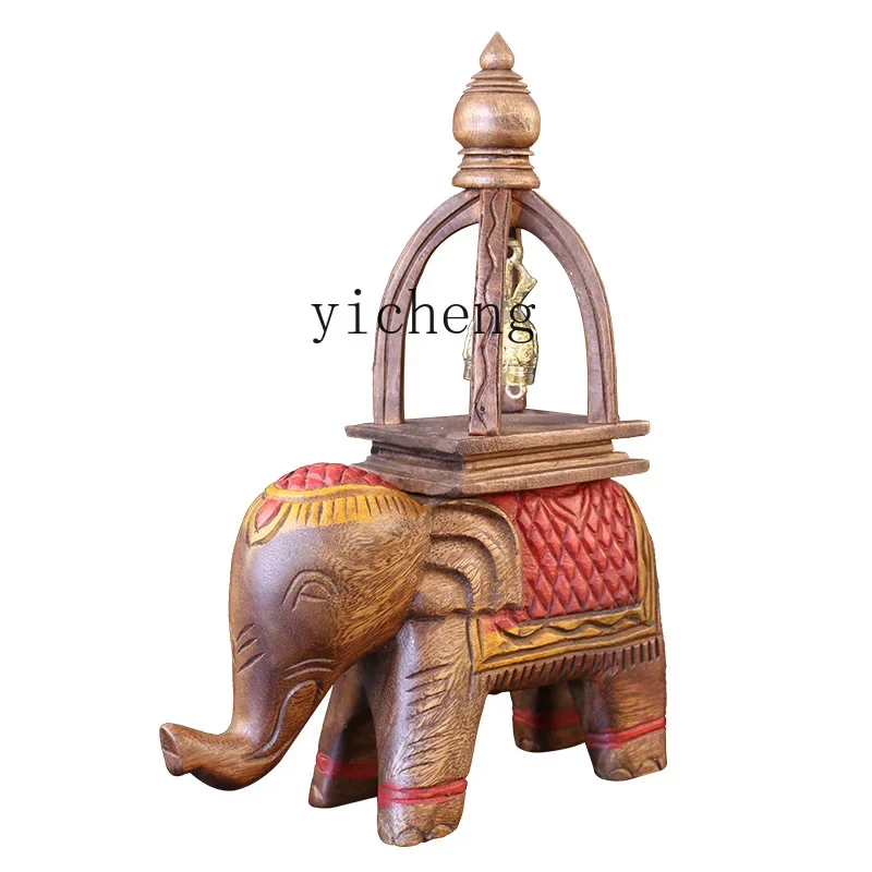 

Decorations Thai Wood Carving Elephant Ornaments Wind Chimes Villa Living Room Crafts