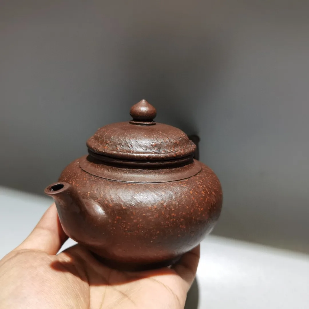 

6 "Китайский Исинский фиолетовый глиняный чайник с улыбающимся лицом, горшок с вишневым цветом, плоский чайник, среди богатства, орнамент, чайник, чайник, чайник, чайная церемония