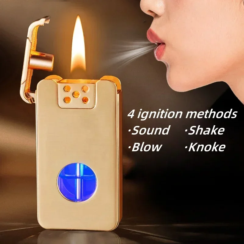 Intelligent Voice Controlled Kerosene Lighter Metal Transparent Oil Arc Ignition Personalized Gift Cigarette Accessories