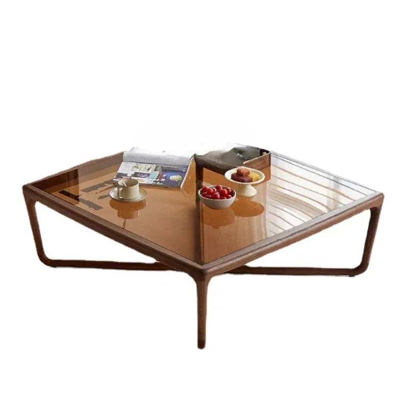 

North America Black Walnut Square Side Table Designer Model Living Room Minimalist Solid Wood Table