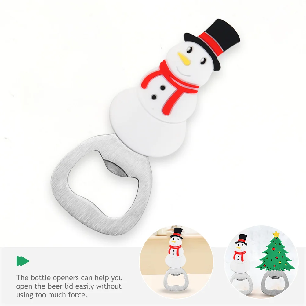 2pcs Cartoon Bottle Opener Christmas Tree Snowman Bottle Opener for Home Bar Stainless Steel Bottle Opener