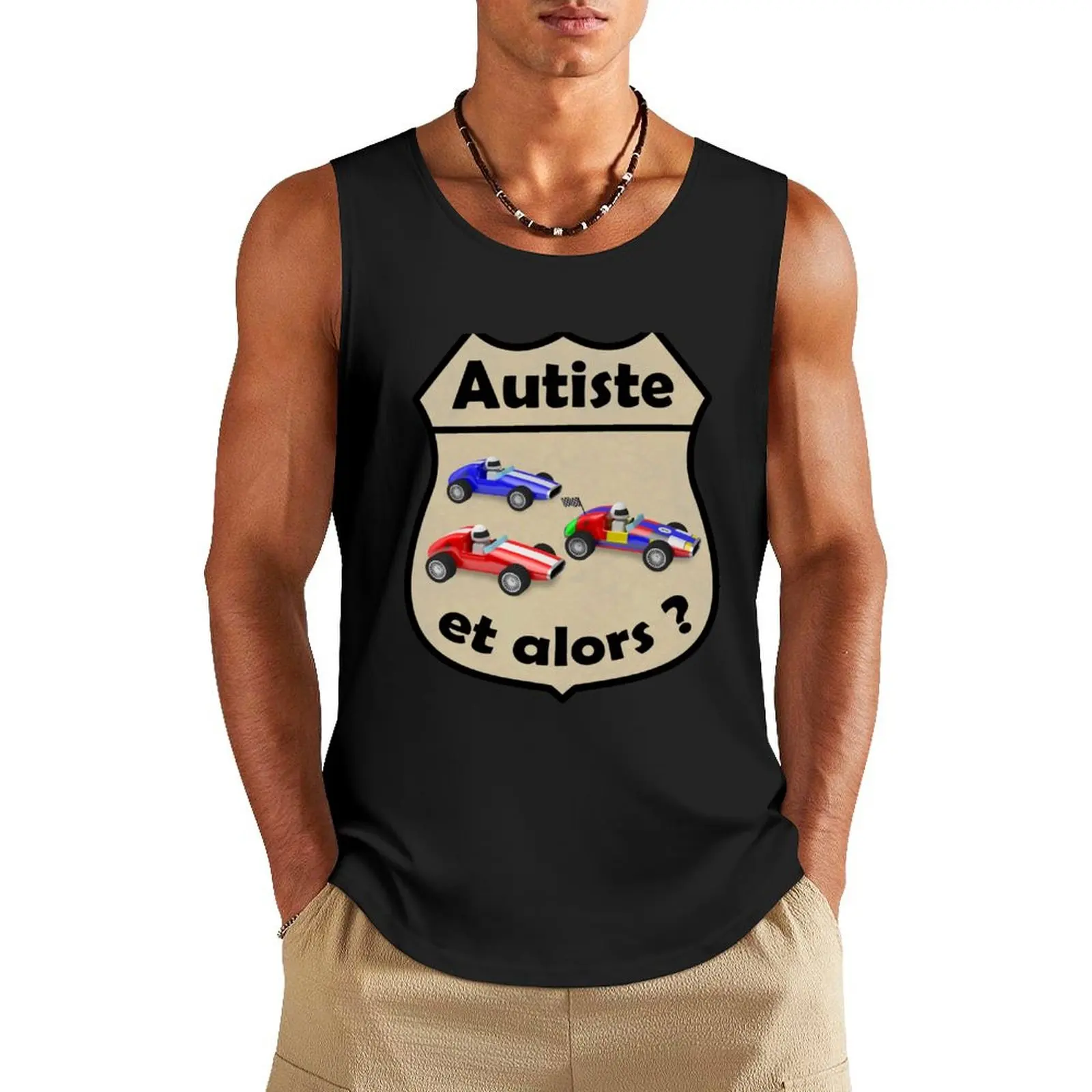 autism autism car Tank Top bodybuilding Gym T-shirts for men fitness clothing for men