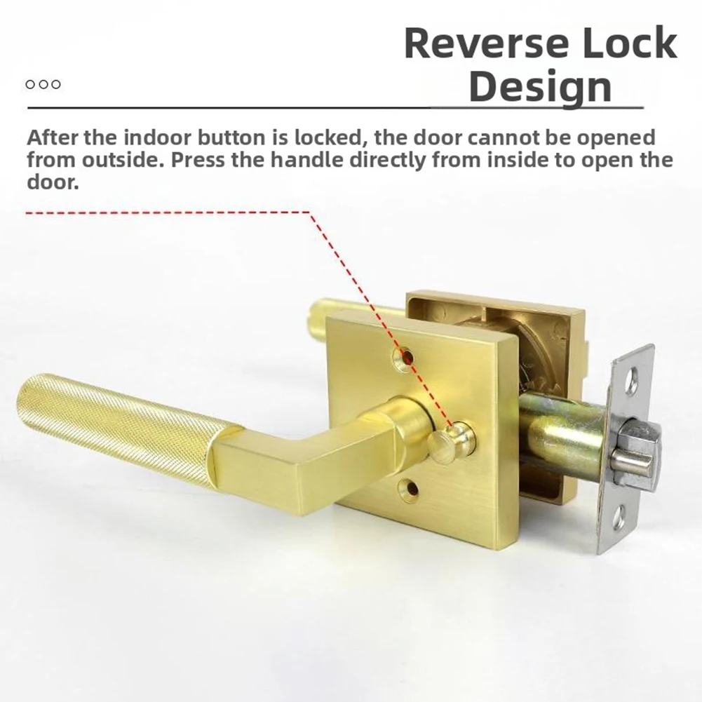 1pc Zinc Alloy Stylish Gold Privacy Door Handles Bathroom Lock For Left Right Sided Doors Easy Installation
