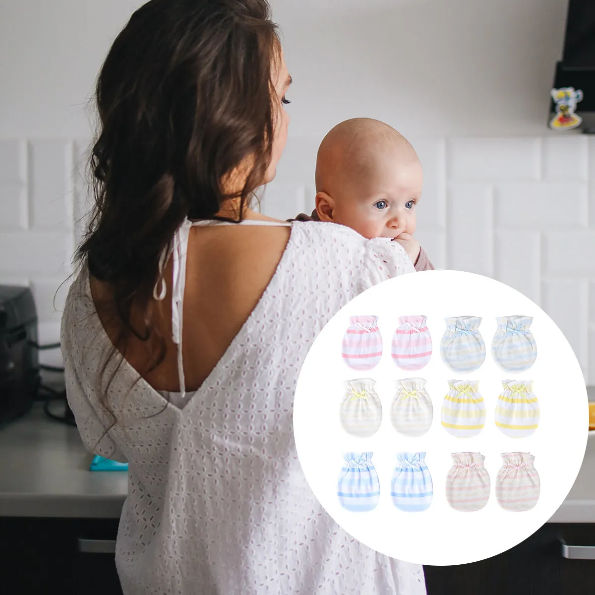 

6Pairs Newborn Baby Mittens Pure Cotton Anti-Scratch Gloves for Infants Soft Breathable Protective Hand Covers Unisex