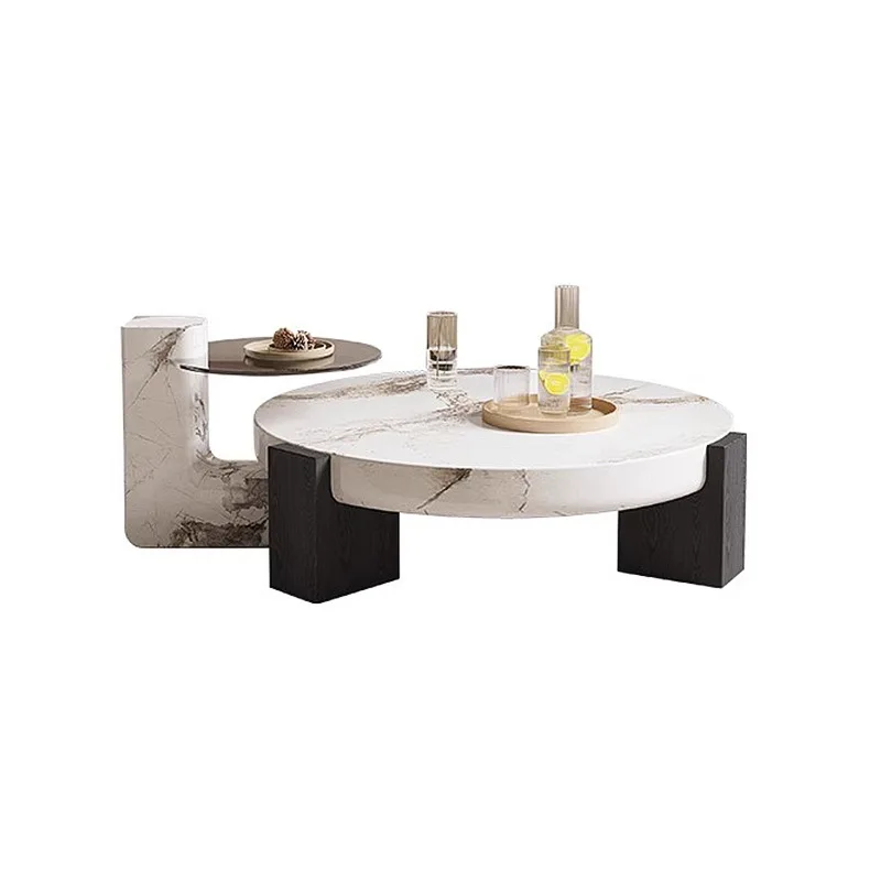 

ds-Italian Minimalist Marble Living Room Household Small Apartment Light Luxury Size Round Coffee Table Combination%