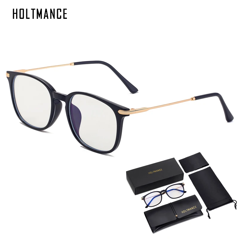 

HOLTMANCE Retro Eyebrow Wire Square Frame Can Be Matched With Myopia Frame Glasses Men Metal Legs Anti Blue Light Eyeglass