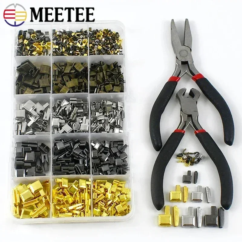 

Meetee 1Set 3# 5# 8# Open-end Zipper Socket Stopper Repair Box for Metal Nylon Resin Zippers Slider Replacement Kits Set Tool