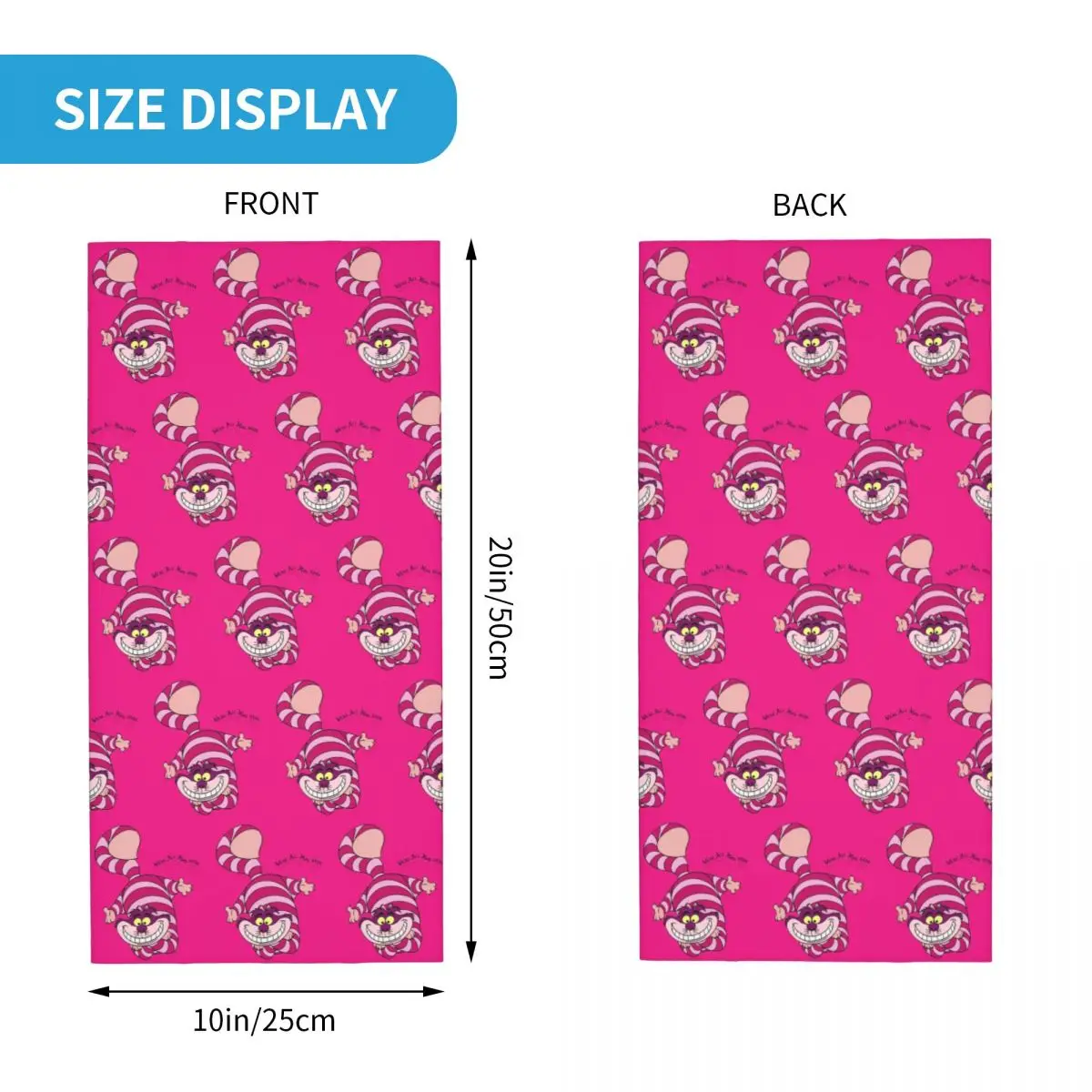 Custom Cheshire Cat Animal Neck Gaiter Women Men UV Face Shield Winter Alice In Wonderland Bandana Scarf for Cycling