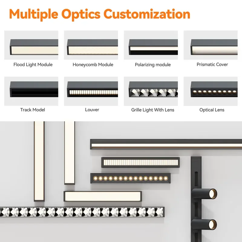 Modern Linear LED Chandelier 4ft 8ft 40W 1050LM 3CCT IP40 Strip Light Fixture Architectural Ceiling Lamp ETL Listed for