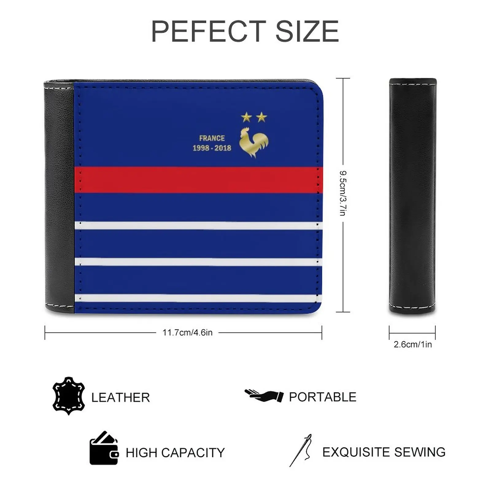 France 2 Stars Bis Fashion Credit Card Wallet Leather Wallets Personalized Wallets For Men And Women 1998 2018 Soccer Football