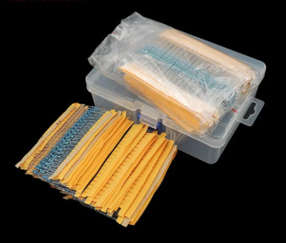 

2600PCS=130Values*20pcs 1/4W Metal Film Resistors Kits 1% 0.25W 10K 1K 100R 5.6.7.8.9.0.2. Ohm Assortment Assorted Pack Set