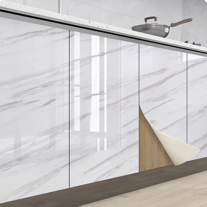 Kitchen Pearlescent Film Waterproof Wallpaper PVC Room DIY Self-adhesive Wall Stickers Wardrobe Kitchen Furniture Wall Stickers