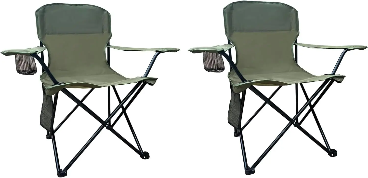 

Folding Camping Chair with Cup Holder & Storage Bag, 225lbs Capacity, Large Anti-Sink Feet for Outdoor Beach Hiking