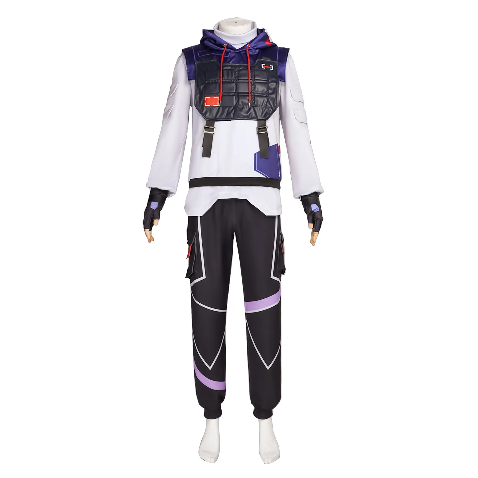 Disfraz de Cosplay de Valorant ISO para hombre, conjunto de uniforme de combate, Sudadera con capucha, pantalón, chaleco, guantes, traje de lujo para fiesta de Halloween