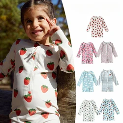 Children's Sunscreen Long-sleeved One-piece Swimsuit New Boys' and Girls' Outdoor Swimsuit Baby Ins Style Swimsuit 2024