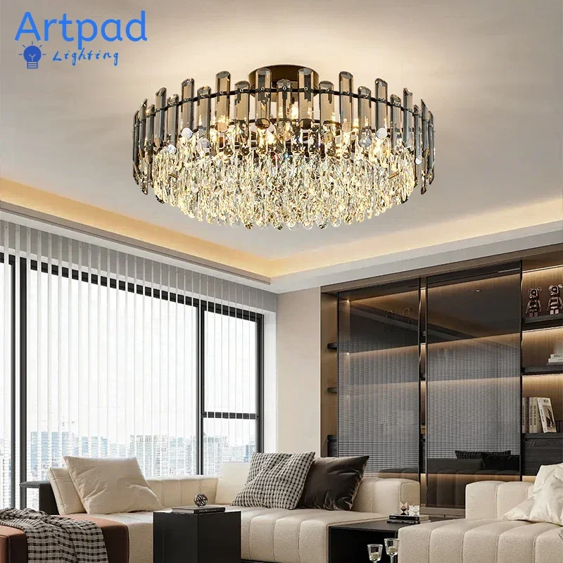 

Modern LED Crystal Ceiling Chandeliers Gold Luxury Lighting Dining Living Room Bedroom Island Light Indoor Ceiling Pendant Lamp