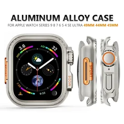 Aluminum Alloy Case for Apple Watch Ultra 3/2 49mm 45mm 44mm Screen Protector Rugged Bumper Cover for Iwatch Series 9 8 7 se 6 5