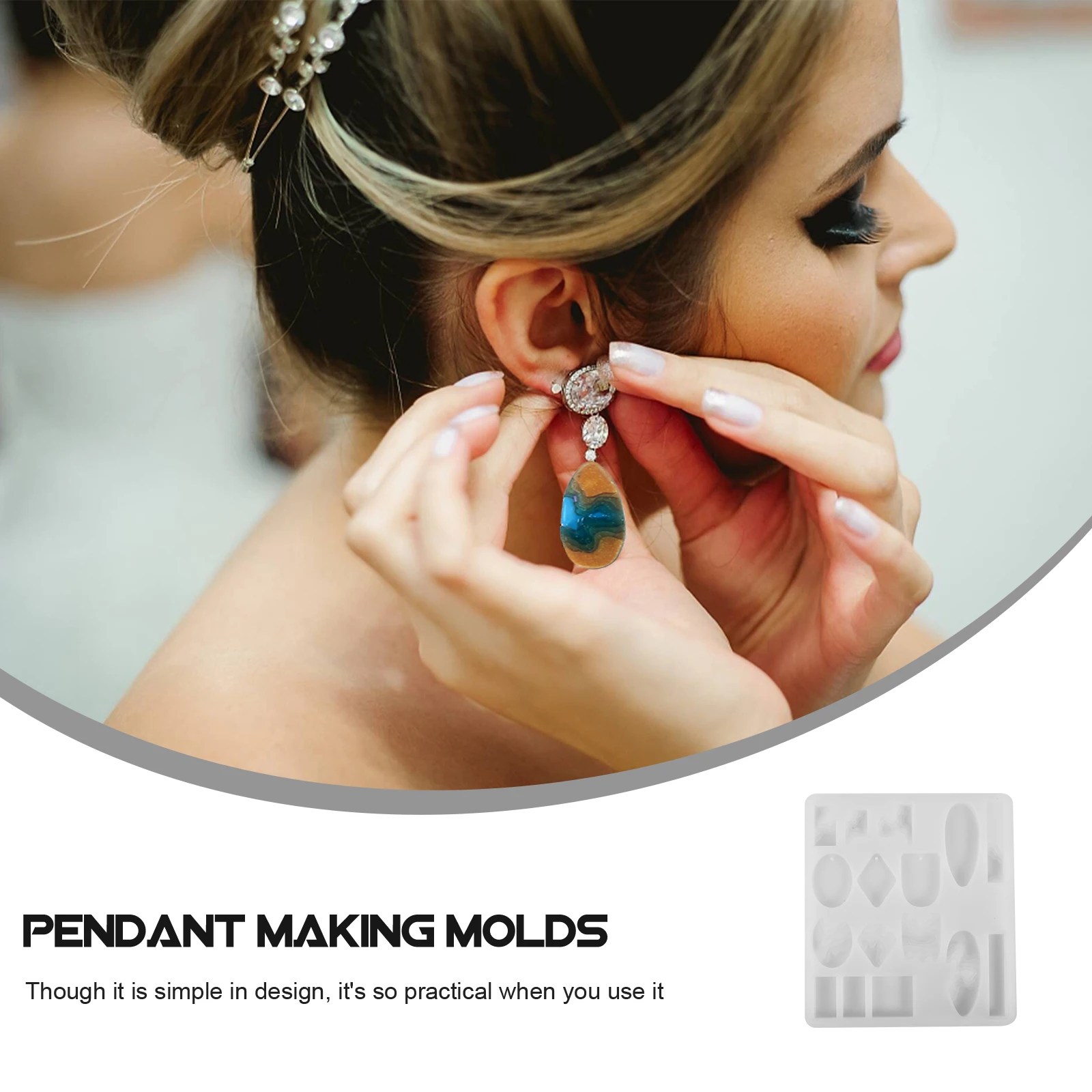 

Crystal Glue Earring Mold Silicone DIY Manual Epoxy Molds Pendant Mould Crafts Die