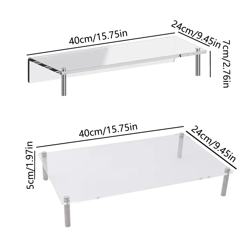 حامل كمبيوتر أكريليك موفر للمساحة يحمي الرقبة من الفولاذ المقاوم للصدأ رف شاشة الكمبيوتر للقدم حامل كبير غير قابل للانزلاق