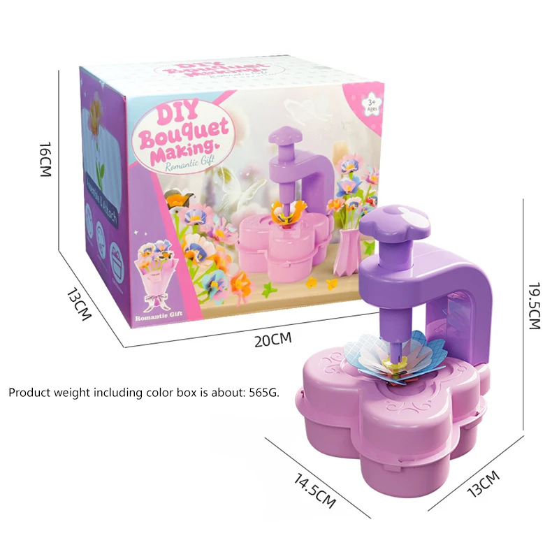 Simulación creativa fabricante de flores juguetes artesanales DIY montaje interacción trabajo hecho a mano máquina de grabado juguetes para niños niñas regalos de cumpleaños