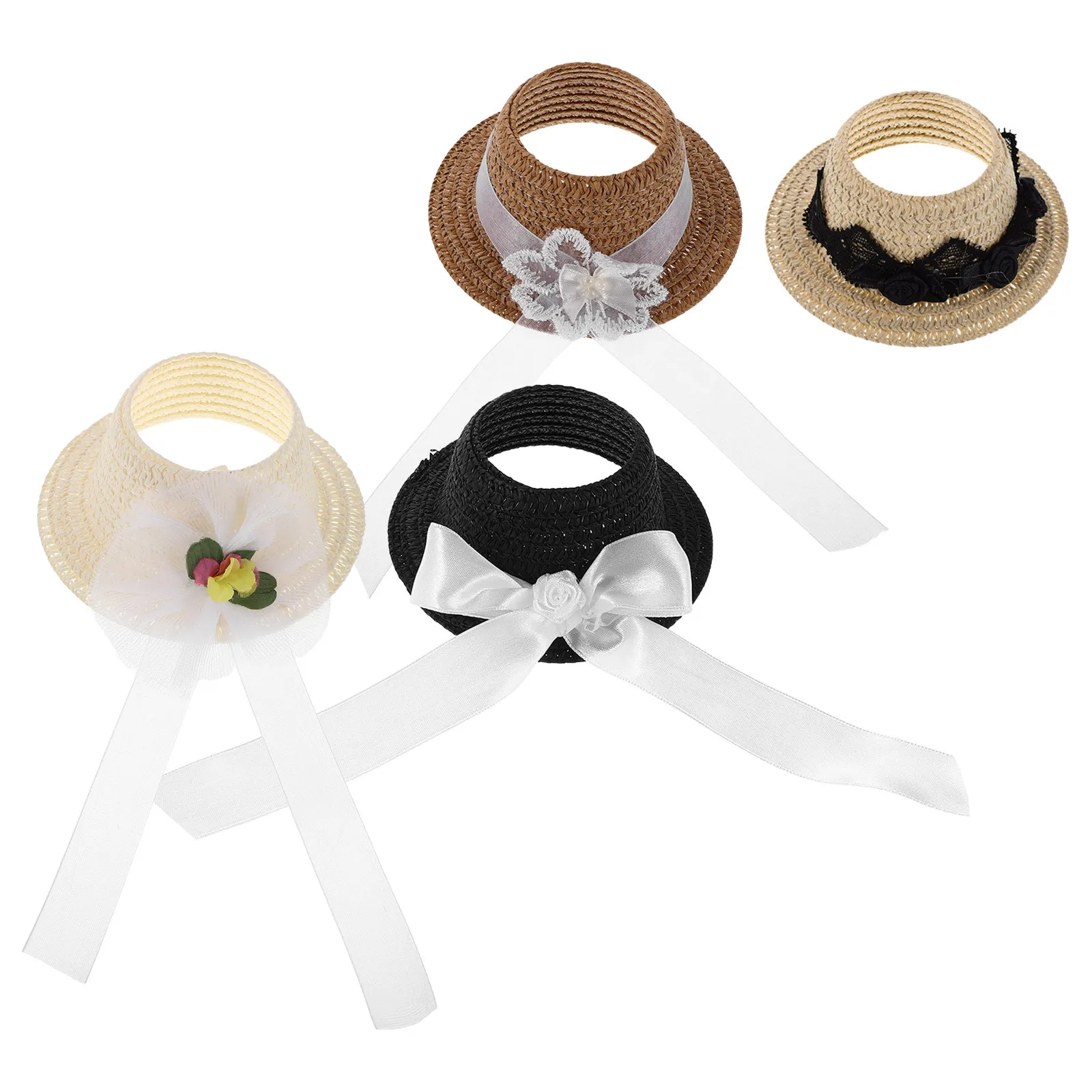 4 szt. Mini Kapelusze Akcesoria Mini Kapelusze Cylinder z Kokardką Materiały do Rękodzieła Dekoracje na Imprezy dla Dzieci do Odgrywania Ról Ozdoby Świąteczne