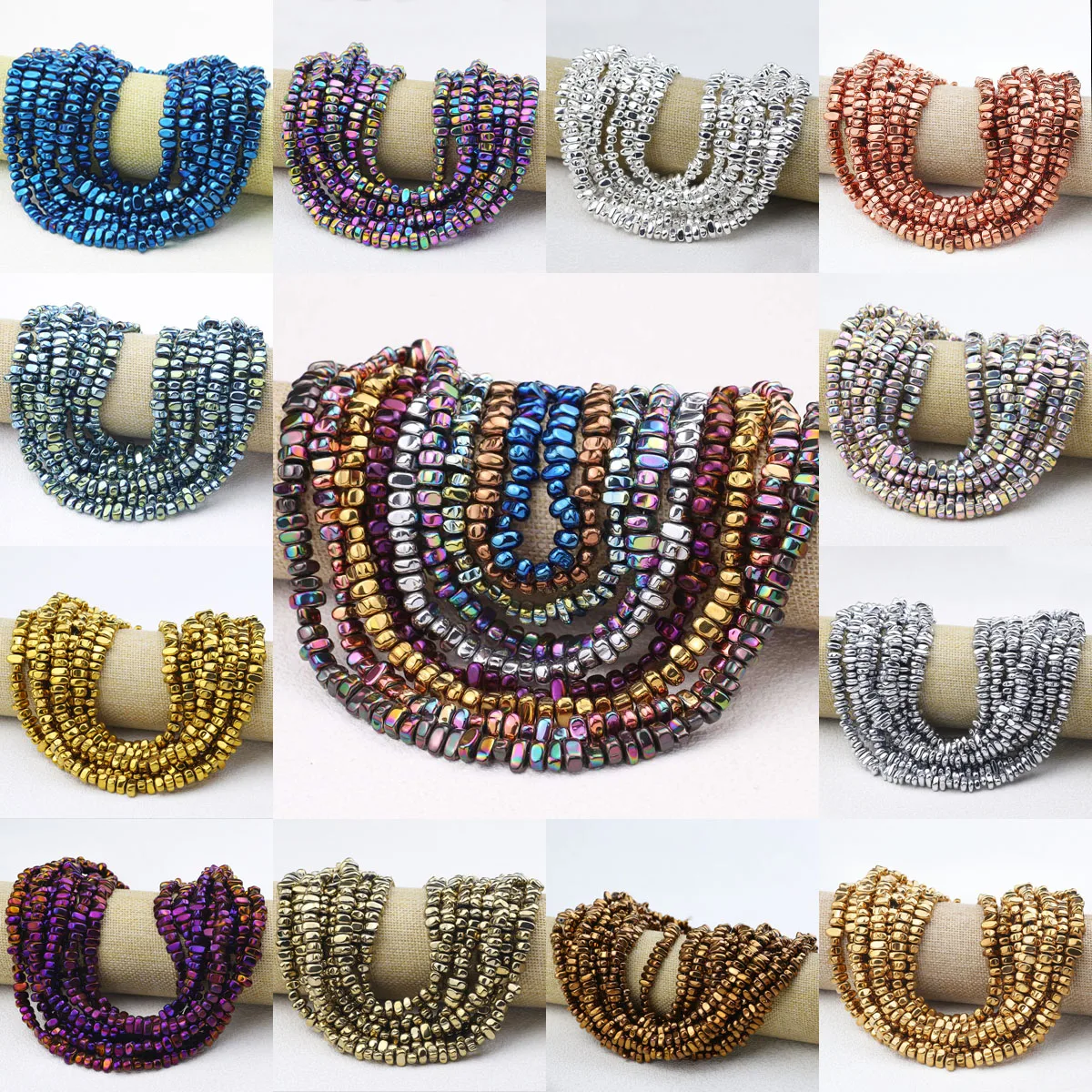 WLYeeS Gravel Stone beads 4-8mm Irregular Gold Colour Hematite  small Spacer Loose Bead for Jewelry bracelet Necklace Making DIY
