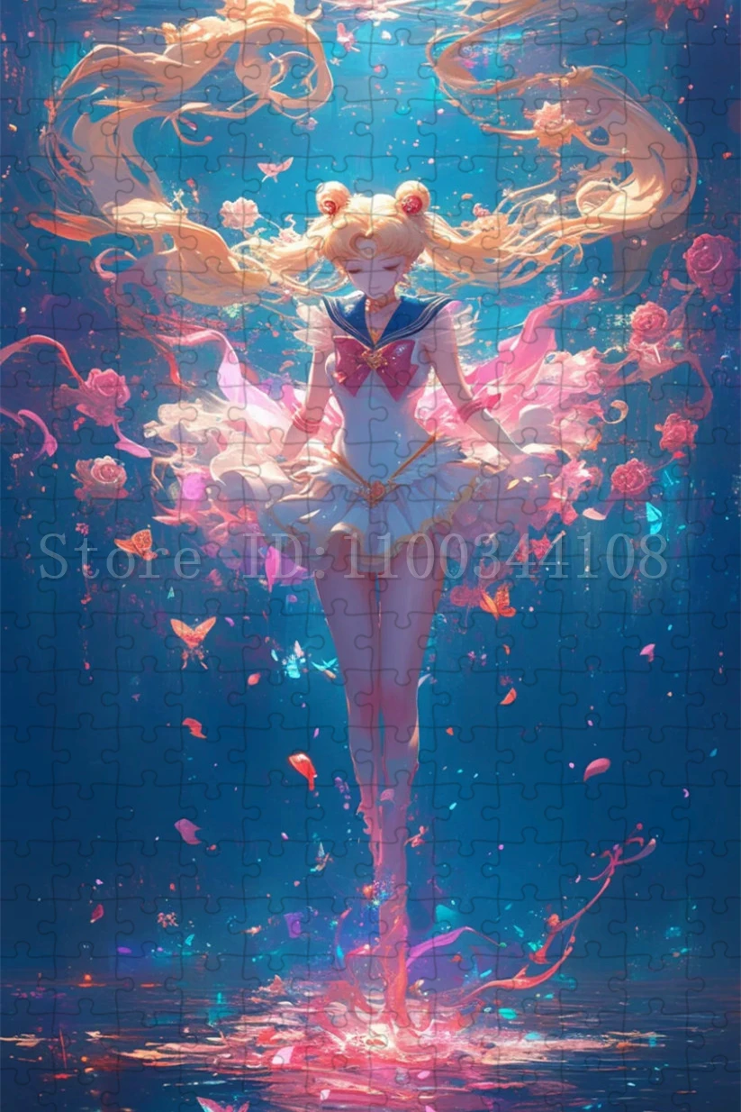 Puzzles Sailor Moon Cartoon Girl, Assemblage de peinture, Jouets pour adultes, Jeux pour enfants, 300 pièces, 500/1000 pièces