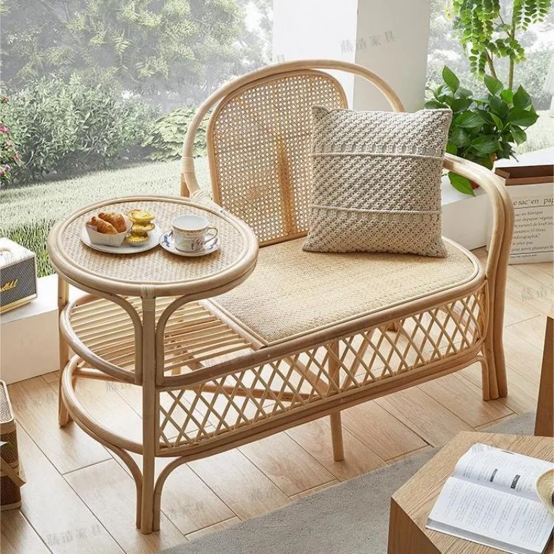 

Balcony leisure area Internet celebrity photography tea table living room coffee table B & B rattan retro single telephone sofa