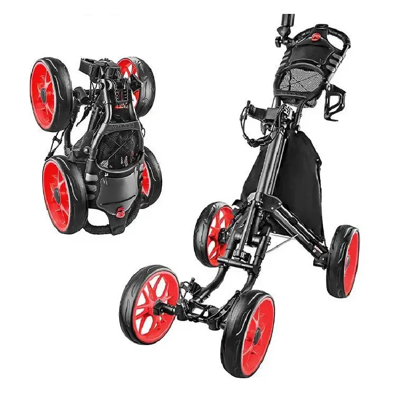 Factory Hot Selling CHENGMO SPORTS Golf Push Cart Pull Cart Top Quality Aluminium Foldle 4 Wheel Follow Me Golf Trolley with Umb