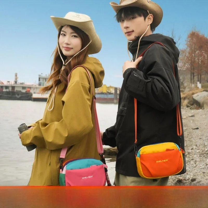 Ultra-Light Summer Color Block Women's Crossbody Bag Fashionable Outdoor Sports Single Shoulder Bag Durable Nylon Strap